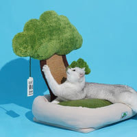 HKM-769235 Pine Tree Shape Cat Litter Bed in Plush for Resting and Claw Grinding