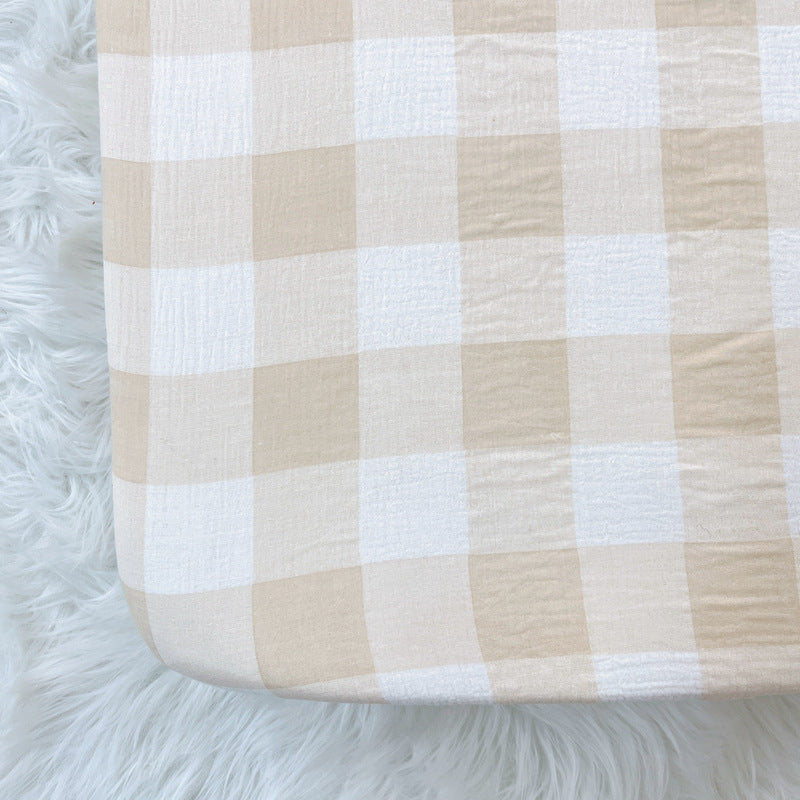 HKM-769427 Cotton Crepe Fitted Crib Sheet for 4.5ft Bed, Universal Size 70x130x22cm