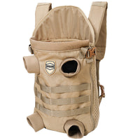 HKM-769619 Breathable Medium Dog Backpack for Comfortable Pet Travel - Khaki, Polyester