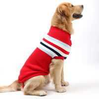 HKM-769683 Simple Knitted Striped Sweater for Dogs - Dark Blue, Sizes 8-28 Inches