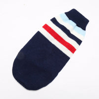 HKM-769683 Simple Knitted Striped Sweater for Dogs - Dark Blue, Sizes 8-28 Inches