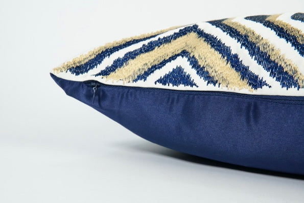 HKM-769747 Dark Blue Geometric Lumbar Pillow with Chemical Fiber Filling - Available in 30x50cm & 45x45cm Sizes