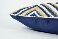 HKM-769747 Dark Blue Geometric Lumbar Pillow with Chemical Fiber Filling - Available in 30x50cm & 45x45cm Sizes