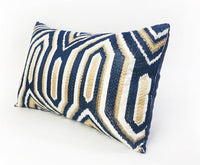 HKM-769747 Dark Blue Geometric Lumbar Pillow with Chemical Fiber Filling - Available in 30x50cm & 45x45cm Sizes