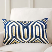 HKM-769747 Dark Blue Geometric Lumbar Pillow with Chemical Fiber Filling - Available in 30x50cm & 45x45cm Sizes