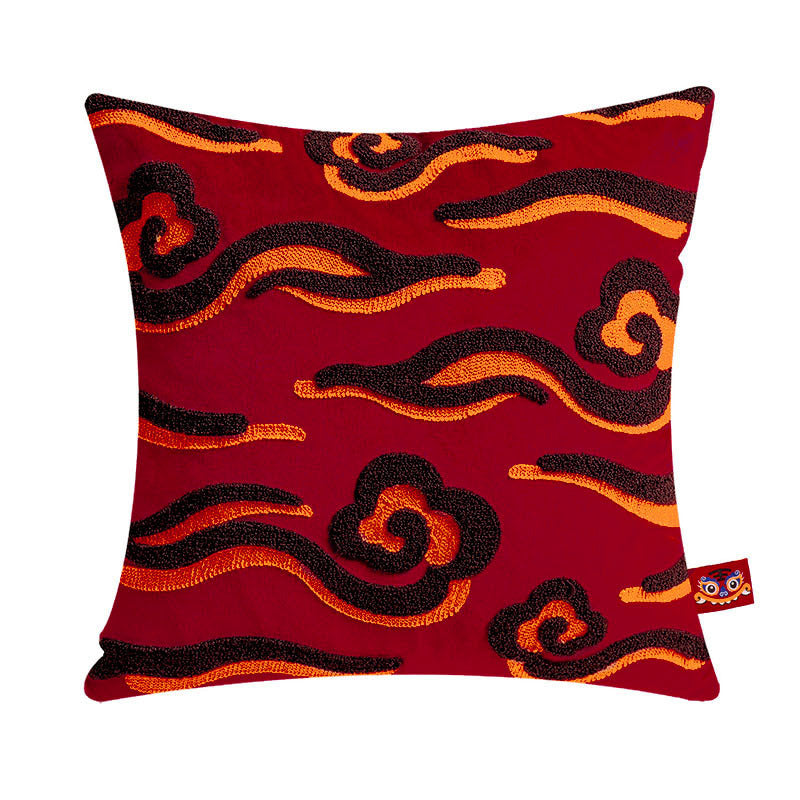 HKM-769811 Living Room Sofa Set with Decorative Tiger Embroidery Cushions and Pillows
