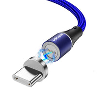 HKM-769811 Three-in-One Magnetic USB Data Cable - 8PIN, Micro USB, Type-C - 1m & 2m Lengths - Black, Red, Gold, Silver Options