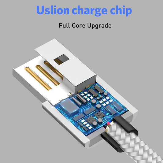 HKM-769811 Three-in-One Magnetic USB Data Cable - 8PIN, Micro USB, Type-C - 1m & 2m Lengths - Black, Red, Gold, Silver Options