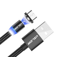 HKM-769811 Three-in-One Magnetic USB Data Cable - 8PIN, Micro USB, Type-C - 1m & 2m Lengths - Black, Red, Gold, Silver Options