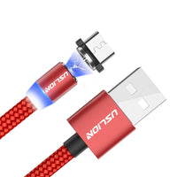 HKM-769811 Three-in-One Magnetic USB Data Cable - 8PIN, Micro USB, Type-C - 1m & 2m Lengths - Black, Red, Gold, Silver Options