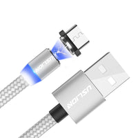 HKM-769811 Three-in-One Magnetic USB Data Cable - 8PIN, Micro USB, Type-C - 1m & 2m Lengths - Black, Red, Gold, Silver Options