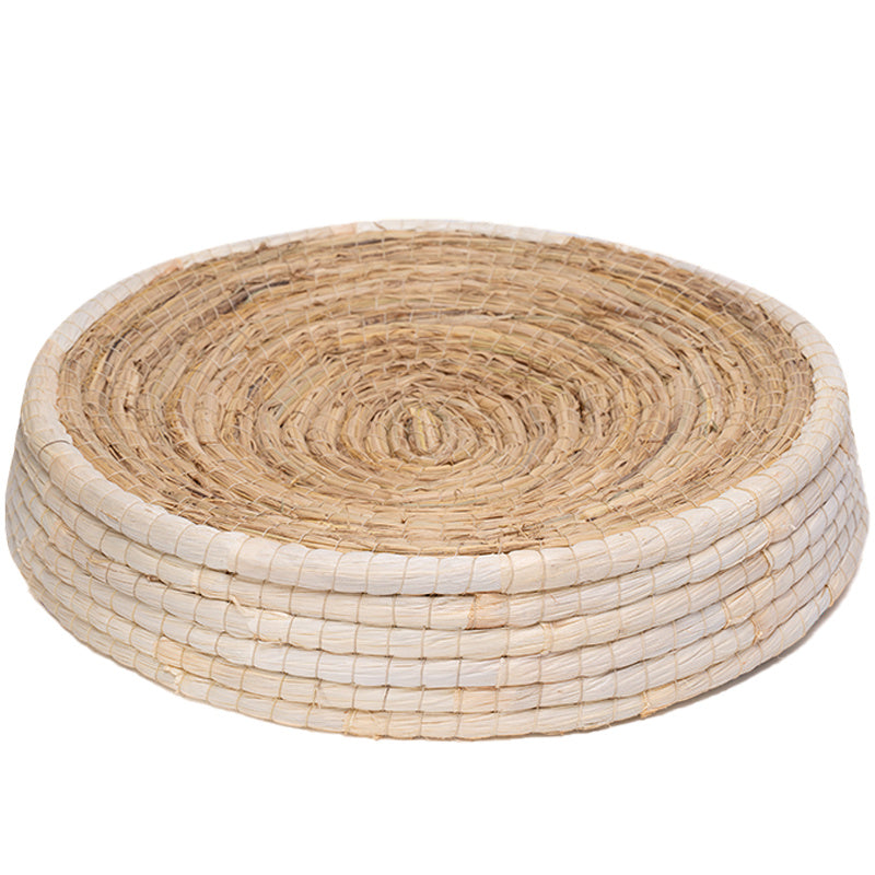HKM-770195 Cozy Straw and Corn Husk Wok Felt Cat Bed - 35cm Caliber Design