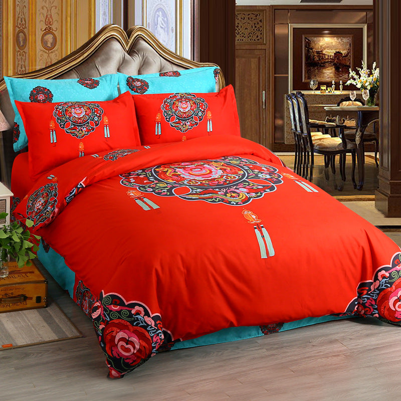 HKM-770195 Four-Piece Brushed Cashmere Cotton Bed Sheet Set - Soft, Warm, and Comfortable