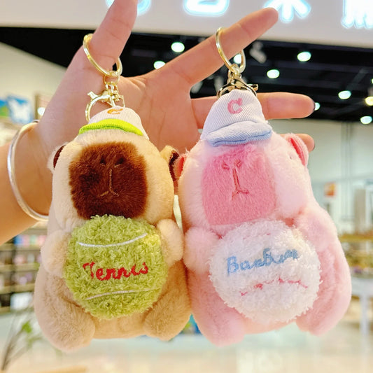 KTX-770259 Capybara Plush Keychain - Cute Soft Plush Doll Bag Pendant for Kids