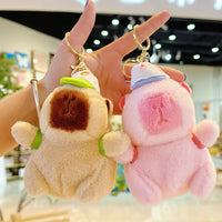 HKM-770259 Capybara Plush Keychain - Cute Soft Plush Doll Bag Pendant for Kids