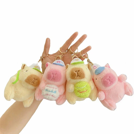 KTX-770259 Capybara Plush Keychain - Cute Soft Plush Doll Bag Pendant for Kids
