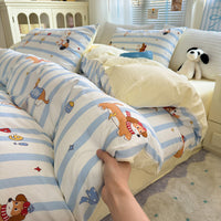 HKM-770259 Floral Bunny Washed Cotton Bedding Set in Various Sizes