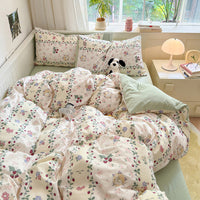 HKM-770259 Floral Bunny Washed Cotton Bedding Set in Various Sizes
