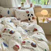 HKM-770259 Floral Bunny Washed Cotton Bedding Set in Various Sizes