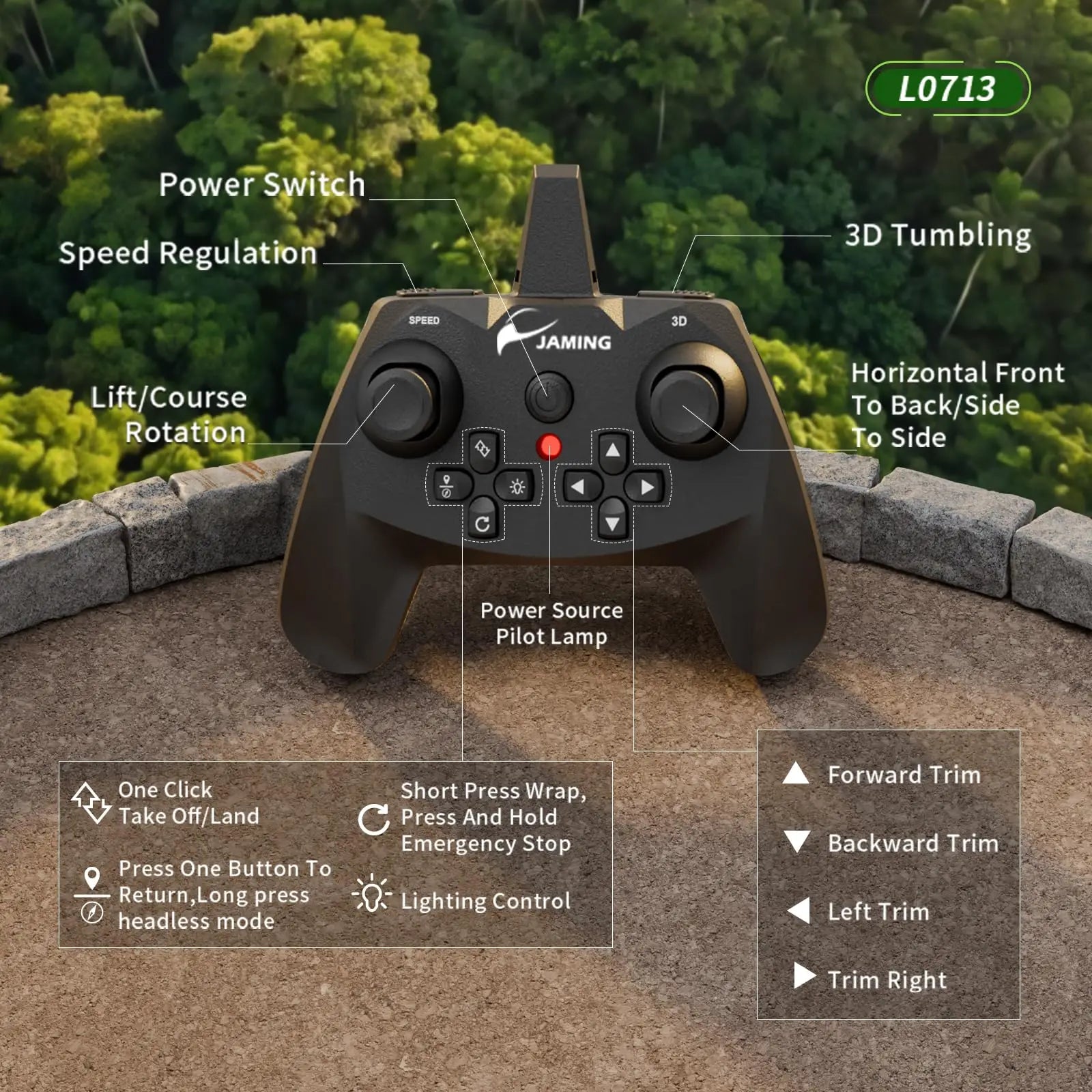 HKM-770387 Induction Pterodactyl Quadcopter Drone - Remote Control Aircraft Toy for Ages 5 & Up