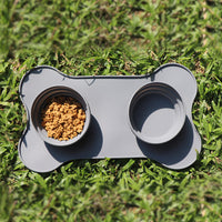 HKM-770451 Collapsible Food Grade Silicone Pet Bowl - Black/Grey, 43.5x25.5cm