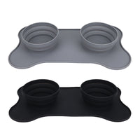 HKM-770451 Collapsible Food Grade Silicone Pet Bowl - Black/Grey, 43.5x25.5cm