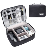 HKM-770451 Portable Electronic Accessories Organizer Bag with Adjustable Compartments and Waterproof Fabric