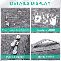 HKM-770451 Portable Electronic Accessories Organizer Bag with Adjustable Compartments and Waterproof Fabric