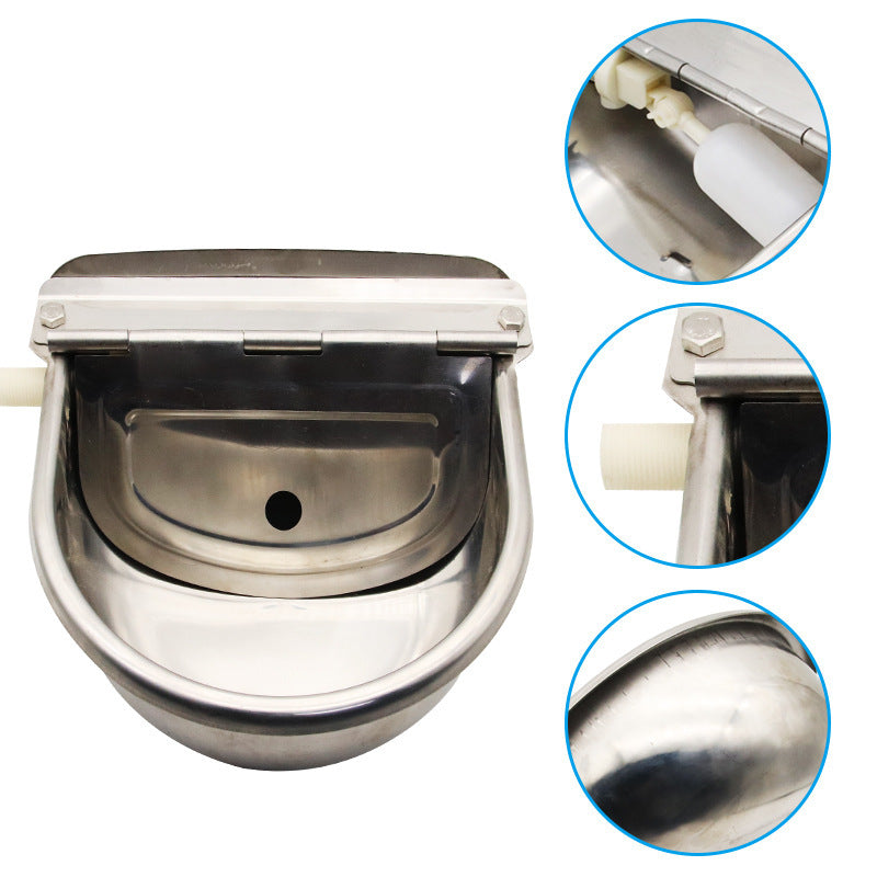 HKM-770451 Stainless Steel Drinking Bowl with Cow Sink for Cattle, Horses, and Sheep