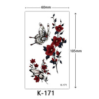 HKM-770515 Waterproof English Letter and Floral Butterfly Sketch Tattoo Stickers (K-161 to K-200)