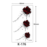 HKM-770515 Waterproof English Letter and Floral Butterfly Sketch Tattoo Stickers (K-161 to K-200)