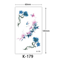 HKM-770515 Waterproof English Letter and Floral Butterfly Sketch Tattoo Stickers (K-161 to K-200)