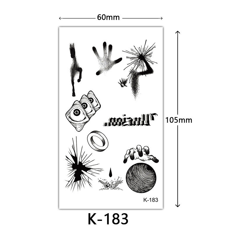 HKM-770515 Waterproof English Letter and Floral Butterfly Sketch Tattoo Stickers (K-161 to K-200)
