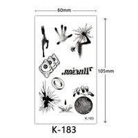 HKM-770515 Waterproof English Letter and Floral Butterfly Sketch Tattoo Stickers (K-161 to K-200)