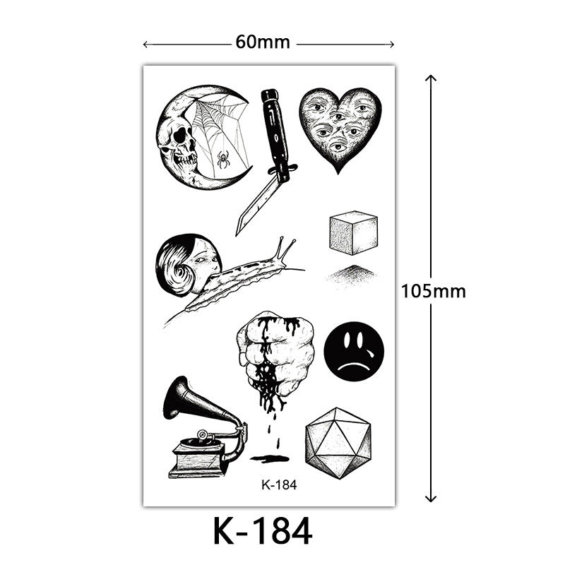 HKM-770515 Waterproof English Letter and Floral Butterfly Sketch Tattoo Stickers (K-161 to K-200)