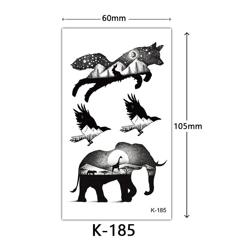 HKM-770515 Waterproof English Letter and Floral Butterfly Sketch Tattoo Stickers (K-161 to K-200)