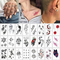 HKM-770515 Waterproof English Letter and Floral Butterfly Sketch Tattoo Stickers (K-161 to K-200)
