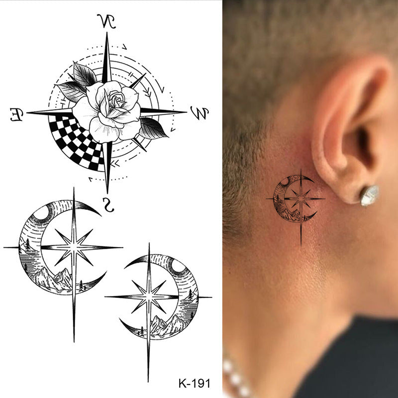 HKM-770515 Waterproof English Letter and Floral Butterfly Sketch Tattoo Stickers (K-161 to K-200)