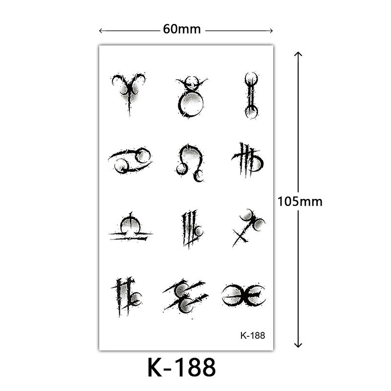 HKM-770515 Waterproof English Letter and Floral Butterfly Sketch Tattoo Stickers (K-161 to K-200)