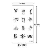 HKM-770515 Waterproof English Letter and Floral Butterfly Sketch Tattoo Stickers (K-161 to K-200)