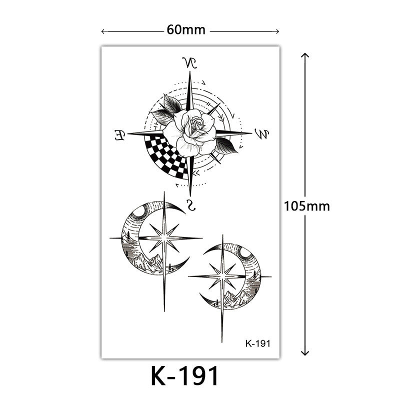 HKM-770515 Waterproof English Letter and Floral Butterfly Sketch Tattoo Stickers (K-161 to K-200)