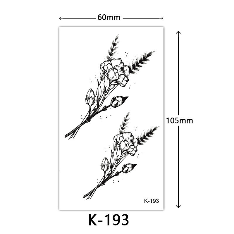 HKM-770515 Waterproof English Letter and Floral Butterfly Sketch Tattoo Stickers (K-161 to K-200)