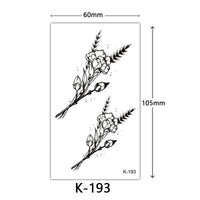 HKM-770515 Waterproof English Letter and Floral Butterfly Sketch Tattoo Stickers (K-161 to K-200)