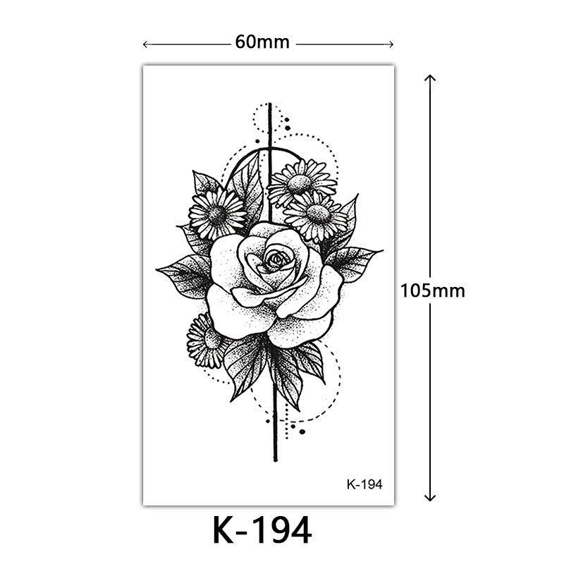 HKM-770515 Waterproof English Letter and Floral Butterfly Sketch Tattoo Stickers (K-161 to K-200)