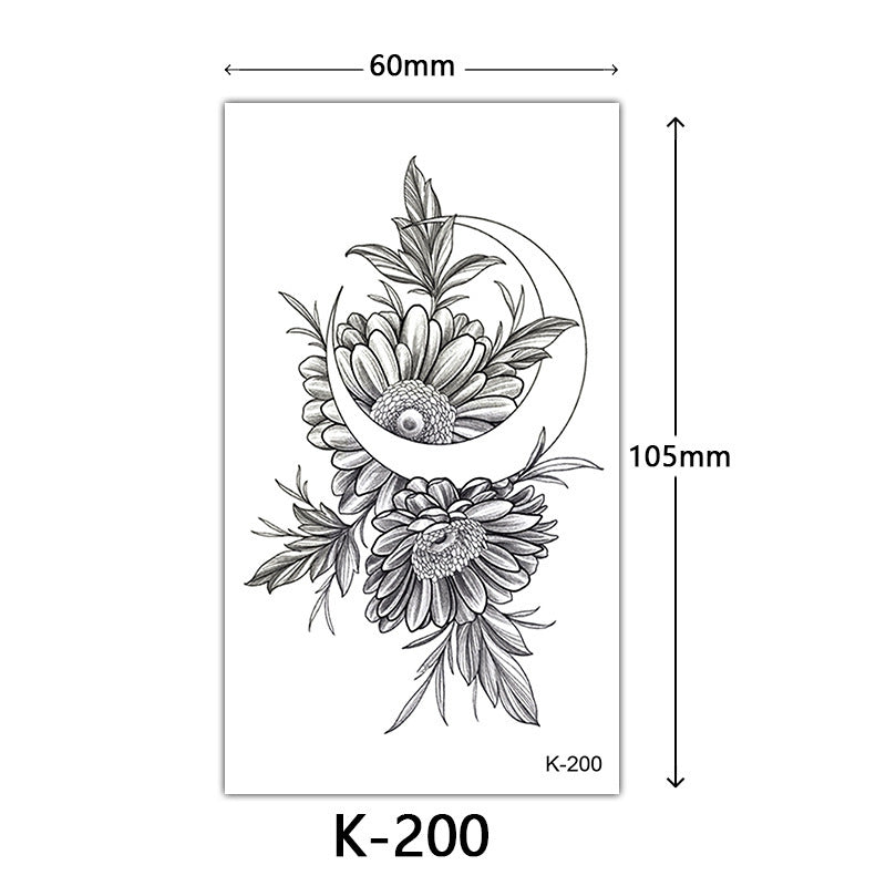 HKM-770515 Waterproof English Letter and Floral Butterfly Sketch Tattoo Stickers (K-161 to K-200)