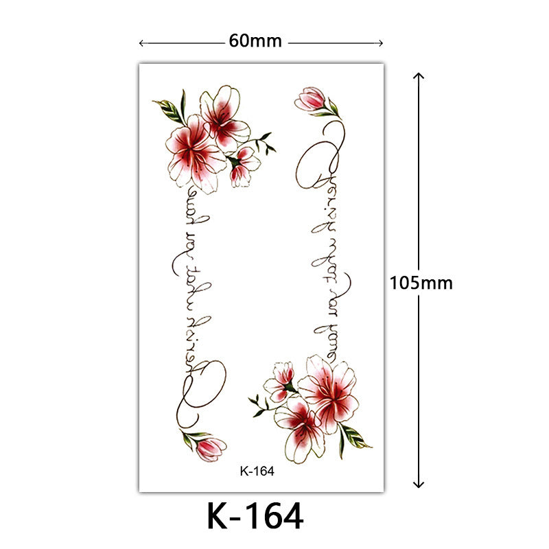 HKM-770515 Waterproof English Letter and Floral Butterfly Sketch Tattoo Stickers (K-161 to K-200)