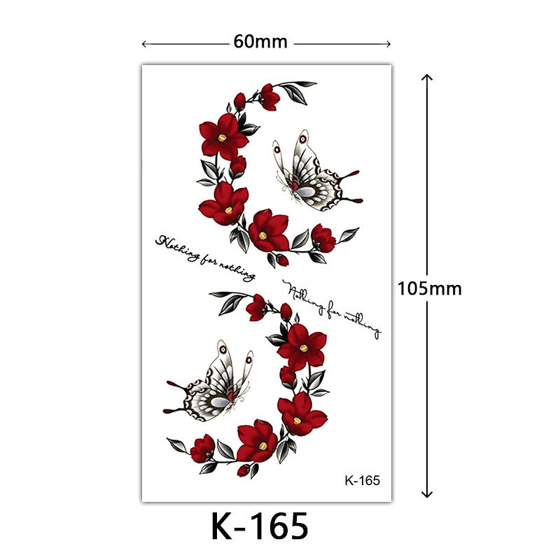HKM-770515 Waterproof English Letter and Floral Butterfly Sketch Tattoo Stickers (K-161 to K-200)
