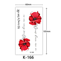 HKM-770515 Waterproof English Letter and Floral Butterfly Sketch Tattoo Stickers (K-161 to K-200)