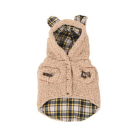 HKM-770579 Fleece-Lined Winter Pet Clothing in Red Plaid and Brown Plaid, Sizes S-XXL