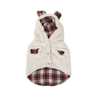HKM-770579 Fleece-Lined Winter Pet Clothing in Red Plaid and Brown Plaid, Sizes S-XXL